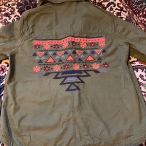 Army green button down size L shirt